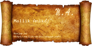 Mellik Anikó névjegykártya